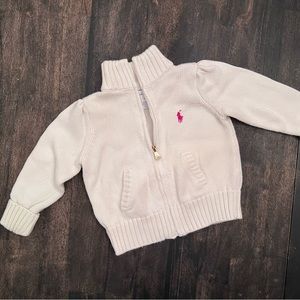 Ralph Lauren White baby zippered sweater 12 months